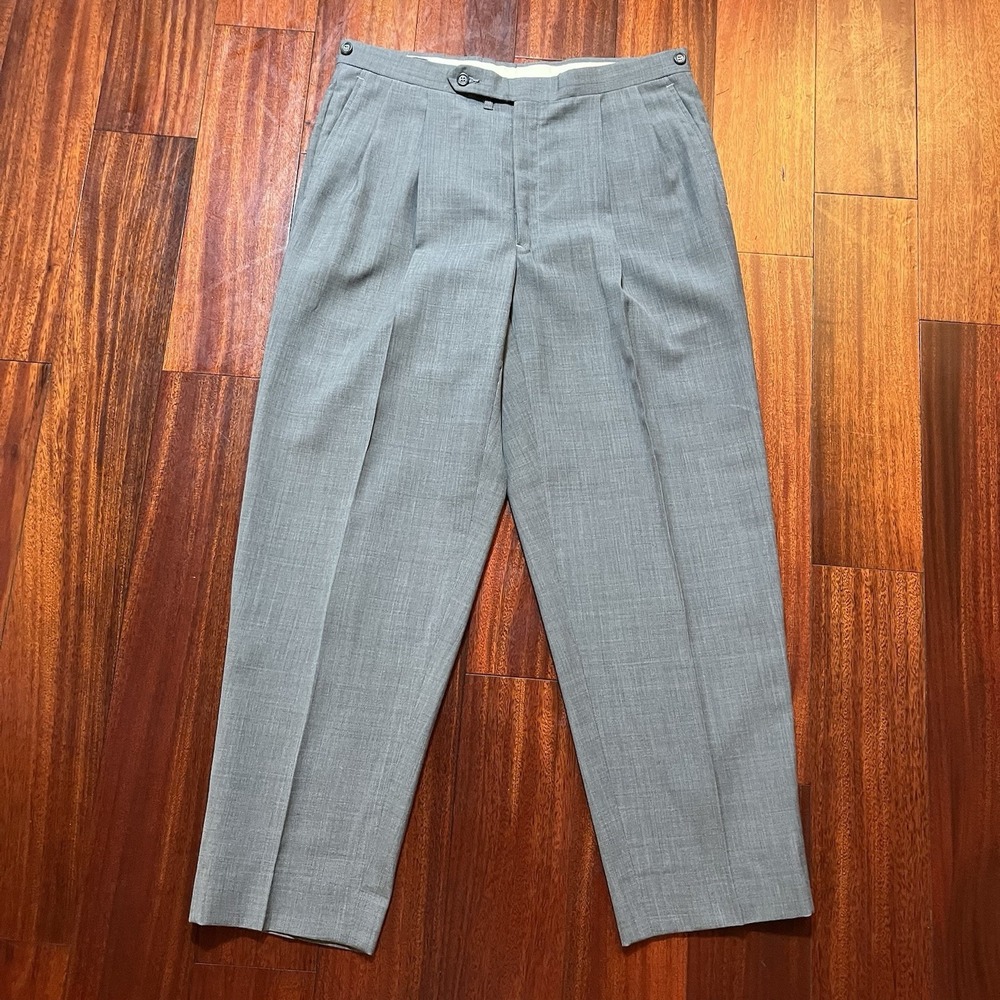 Hart Schaffner Marx Pants Mens 33x28 Gray Jack Nicklaus Pleated Preppy EUC